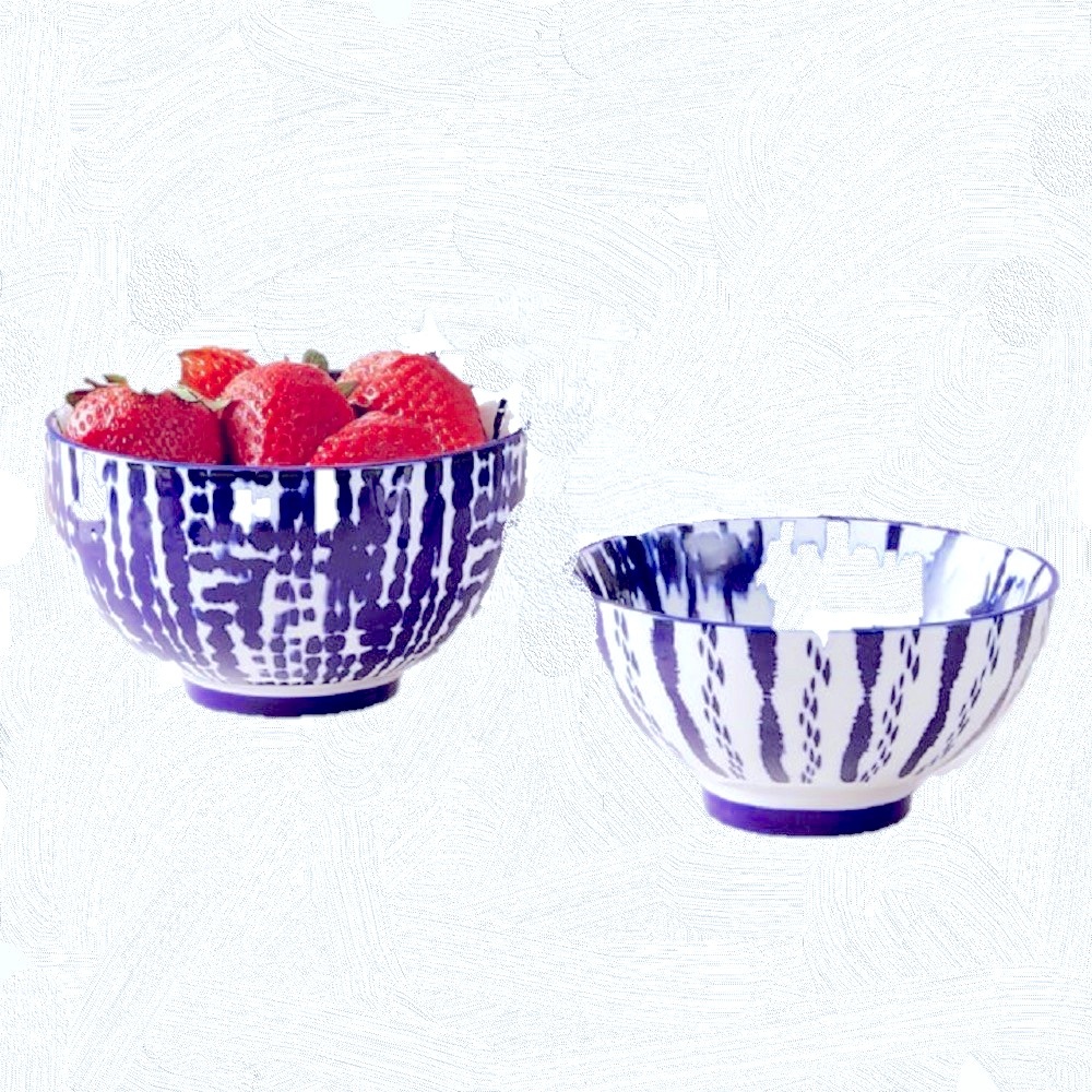 Tie-Dye Nesting Bowls Set of 2, Indigo/White